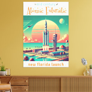Atomare futuristische neue Startrampe in Florida Leinwanddruck