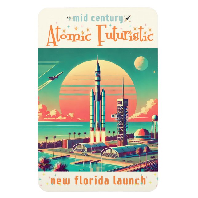 Atomare futuristische neue Startrampe in Florida Magnet (Vertikal)