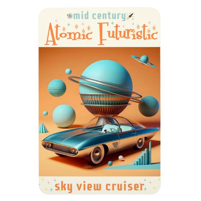 Atomare futuristische Sky View Cruiser Auto  Magnet (Vertikal)