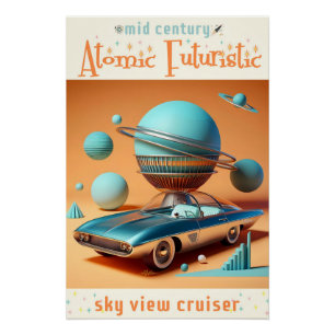 Atomare futuristische Sky View Cruiser Auto Poster