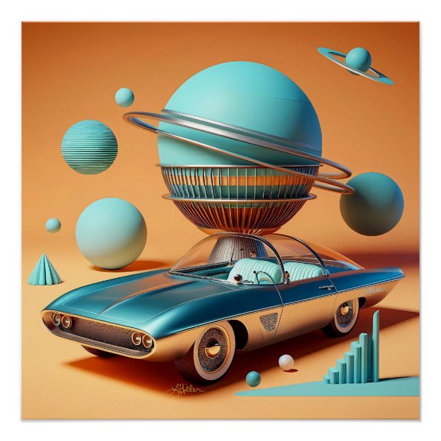 Atomare futuristische Sky View Cruiser Auto  Poster (Vorderseite)