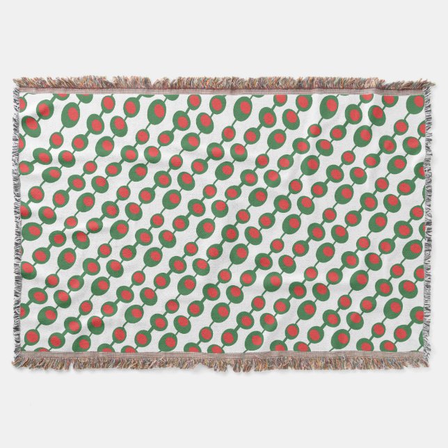 Atomare Oliven Mid Century Muster Decke (Vorderseite)