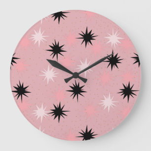Atomare Pink Starbursts Runde Wanduhr
