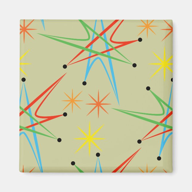 Atomare Sternexplosion Retro mehrfarbiges Muster Magnet (Vorne)