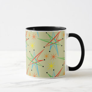 Atomare Sternexplosion Retro mehrfarbiges Muster Tasse