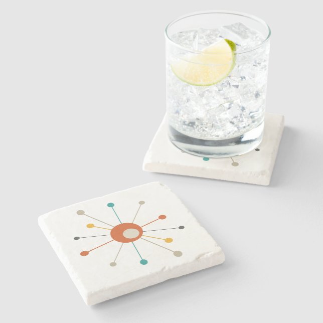 Atomare Sternexplosion Rotes Aquamarin-Gelbes Mitt Steinuntersetzer (Seitenansicht)