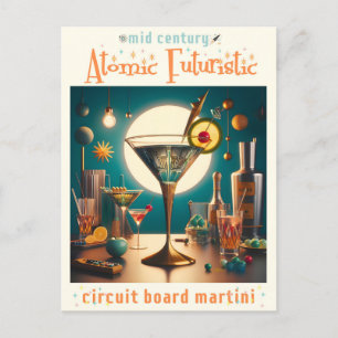 Atomarer futuristischer Leiterplatten-Martini Postkarte