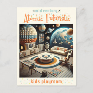 Atomarer Futuristischer Weltraumzeitalter-Kindersp Postkarte