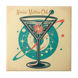 Atomarer Martini Club Weltraumzeitalter Fliese