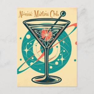 Atomarer Martini Club Weltraumzeitalter Postkarte