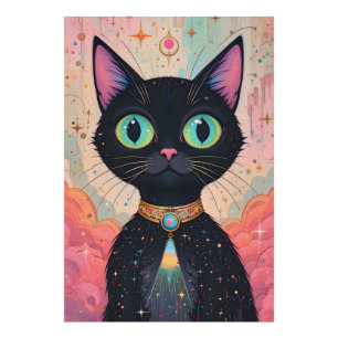Atomares Futuristisches Kosmisches Schwarzes Katze Fotodruck