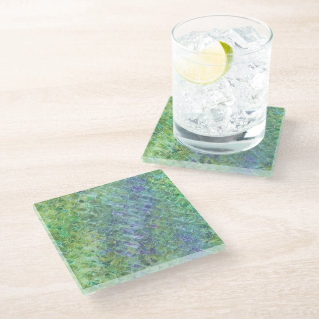 atomarisches Meer Glas :  Glasuntersetzer (Schrägansicht)