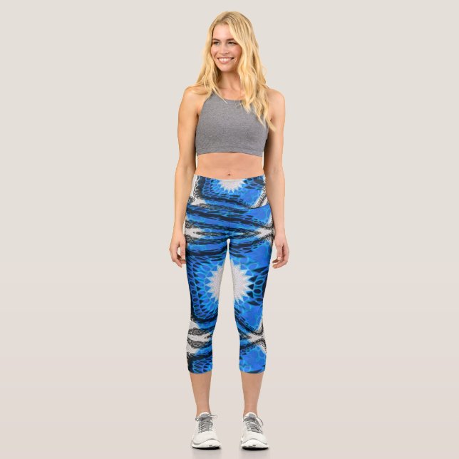 Atomblau Capri Leggings (Vorderseite)