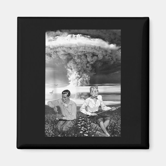 Atombombe Cloud Nuklear War Retro Vintag Milita Magnet (Vorne)
