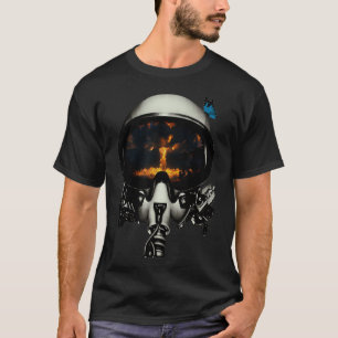 Atombombe von Glitch Art in Helm von Kampfflugzeug T-Shirt