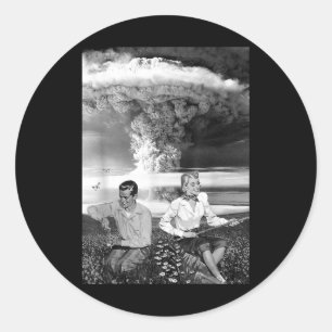 Atombomben-Wolke Nuklearkrieg Retro Vintage Militä Runder Aufkleber
