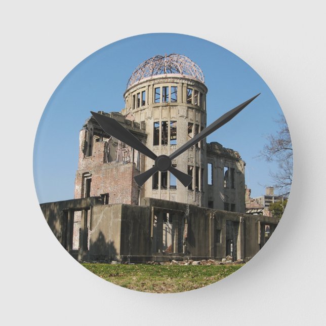 Atombombendom, Hiroshima, Japan Runde Wanduhr (Vorderseite)