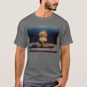 Atombombenexplosion, blau mit Blitz-Bolzen T-Shirt