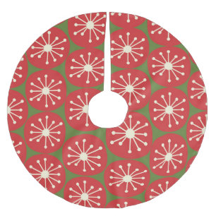 Atomdots Mitteljahrhundert Moderne Retro Rot und G Polyester Weihnachtsbaumdecke