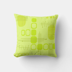 Atome Abstrakte Barkcloth-Chartreuse Kissen