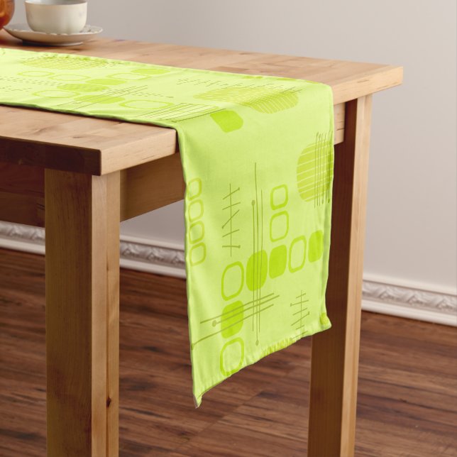Atome Abstrakte Barkcloth-Chartreuse Kurzer Tischläufer (Beispiel)