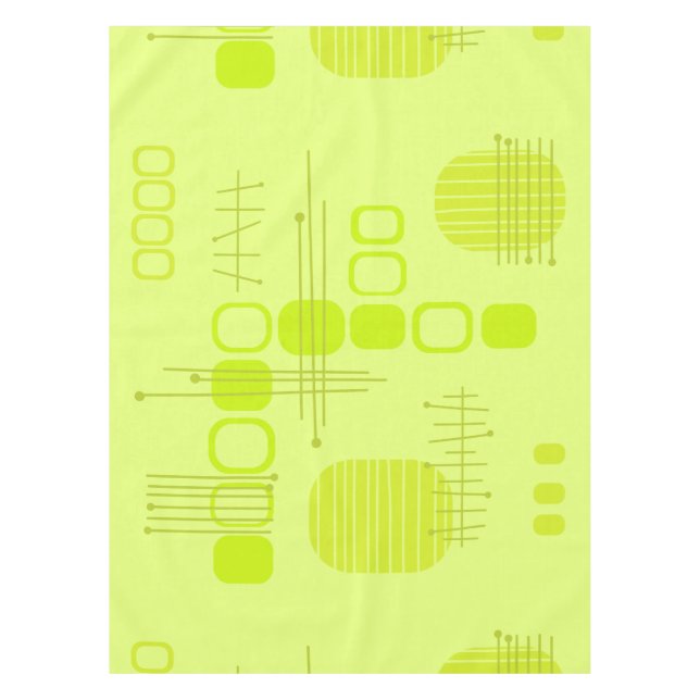 Atome Abstrakte Barkcloth-Chartreuse Tischdecke (Vorderseite)