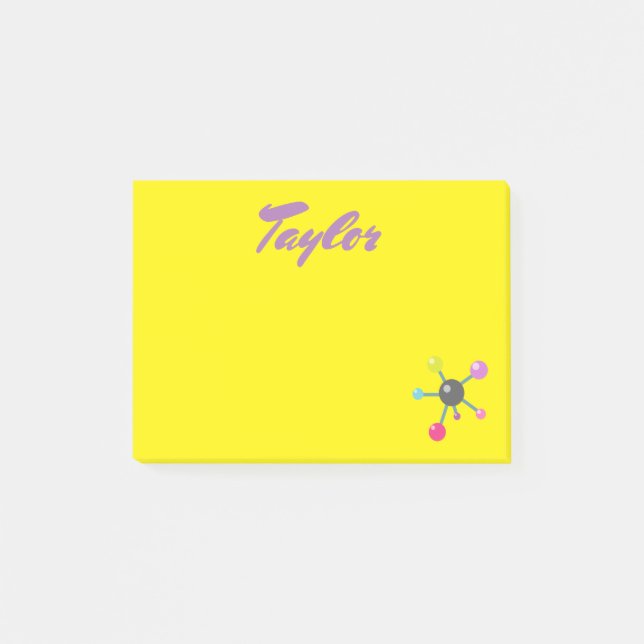 Atome auf gelbem Hintergrund Post-it Klebezettel (Vorderseite)