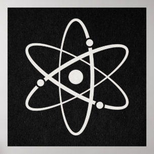 Atome Science Atomic Orbit Icon Molecule Art Black Poster