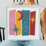 Atomera Rectangle Boomerang Sternexplosion Mid Mod Poster<br><div class="desc">Machen Sie mit diesem kühnen Plakat der Atomära Mitte des Jahrhunderts eine Aussage in Ihren Mauern. Mit seinen rosa,  orangefarbenen,  blauen und roten Rechtecken,  Sternen und Boomerang wird es sicher ein paar "Wows" bekommen!</div>