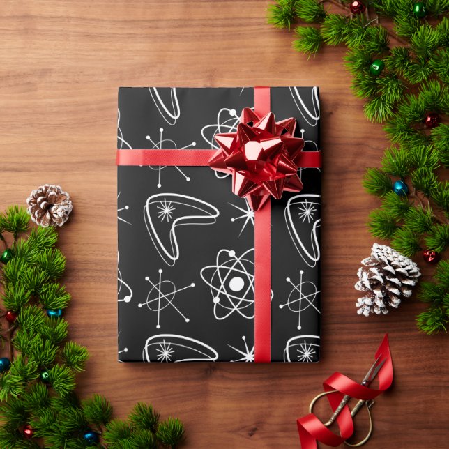 Atomförmige Formen Mitte des Jahrhunderts Moderne  Geschenkpapier (Feiertagsgeschenk)