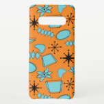 Atomförmige MCM-Formen Türkis auf Orange Samsung Galaxy S10  Hülle<br><div class="desc">Handgezeichnete,  moderne Formen und Symbole,  digitalisiert,  um nahtlose Muster zu entwerfen</div>