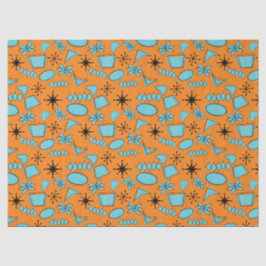 Atomförmige MCM-Formen Türkis auf Orange Seidenpapier