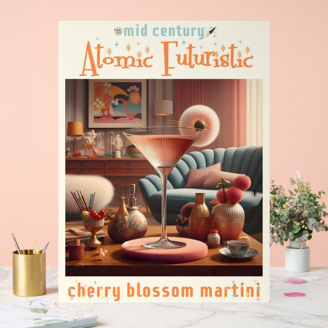 Atomfuturistic Cherry Blossom Martini Acrylschild (Hochzeit)
