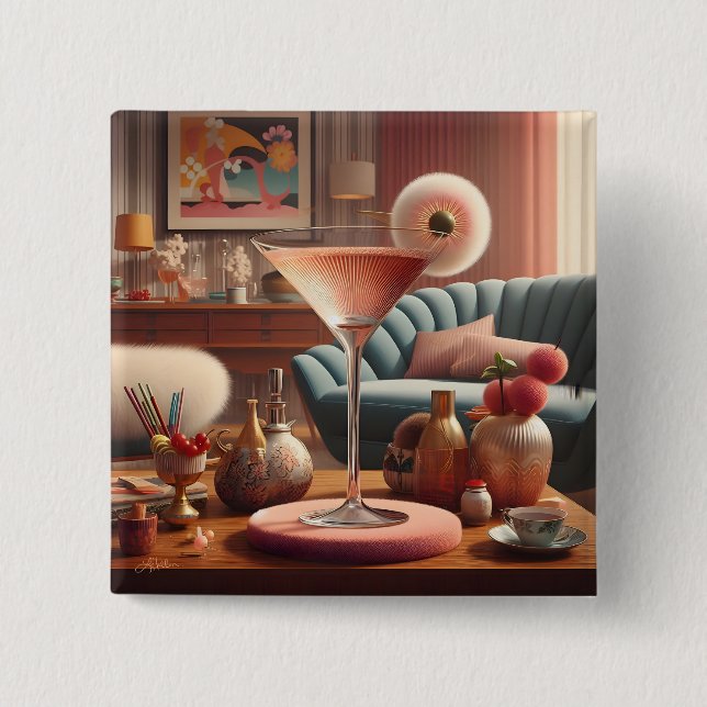 Atomfuturistic Cherry Blossom Martini Button (Vorderseite)