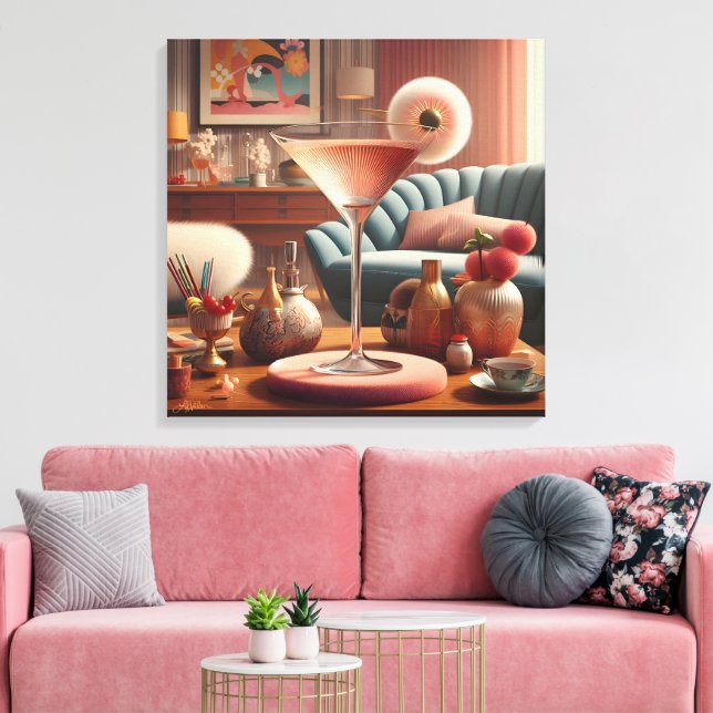 Atomfuturistic Cherry Blossom Martini Leinwanddruck (Insitu (Wohnzimmer))