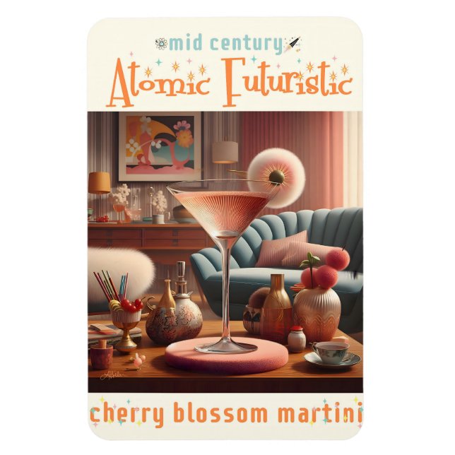 Atomfuturistic Cherry Blossom Martini Magnet (Vertikal)