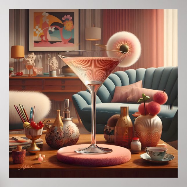 Atomfuturistic Cherry Blossom Martini Poster (Vorne)