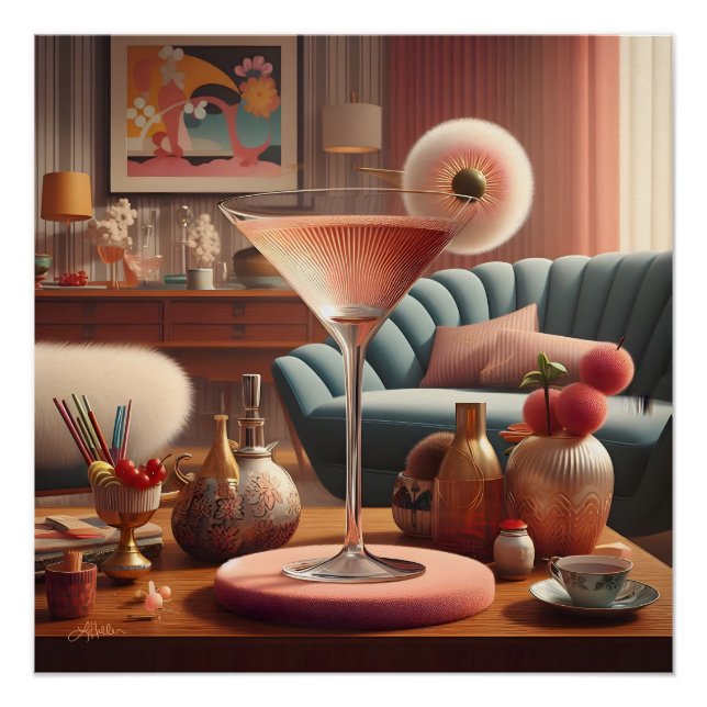 Atomfuturistic Cherry Blossom Martini Poster (Vorderseite)