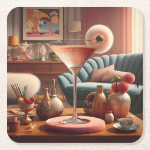 Atomfuturistic Cherry Blossom Martini Rechteckiger Pappuntersetzer