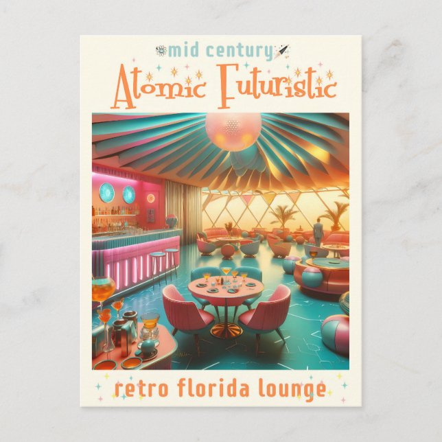 Atomfuturistic Retro Florida Lounge Postkarte (Vorderseite)