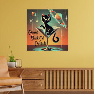 Atomfuturistic Space Age Black Cat Martini Poster