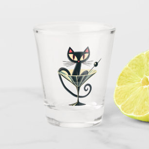 Atomfuturistic Space Age Black Cat Martini Schnapsglas