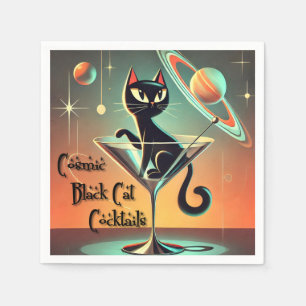 Atomfuturistic Space Age Black Cat Martini Serviette