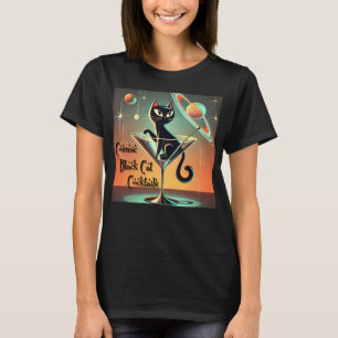 Atomfuturistic Space Age Black Cat Martini T-Shirt