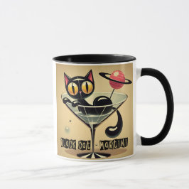 Atomfuturistic Space Age Black Cat Martini Tasse
