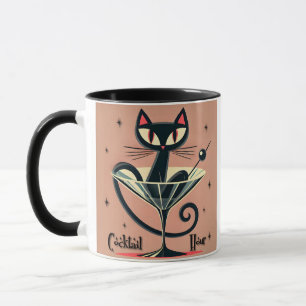 Atomfuturistic Space Age Black Cat Martini Tasse