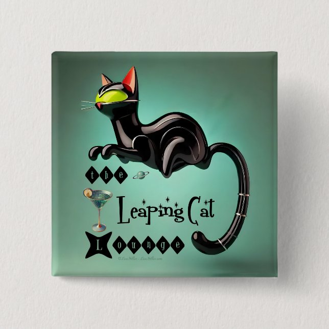 Atomfuturistic The Leaping Cat Lounge Button (Vorderseite)