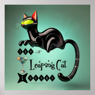 Atomfuturistic The Leaping Cat Lounge Poster