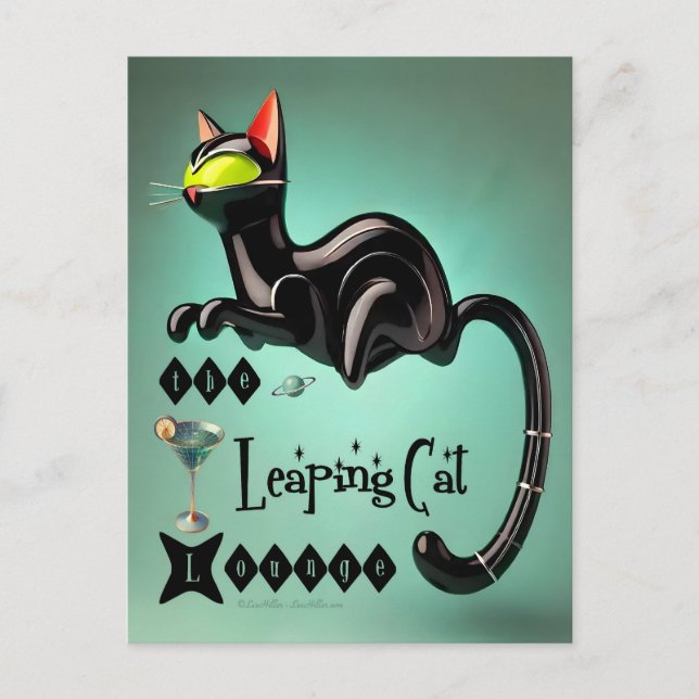 Atomfuturistic The Leaping Cat Lounge Postkarte (Vorderseite)
