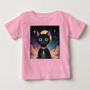 Atomfuturistische, kosmische schwarze Katze im Mon Baby T-shirt